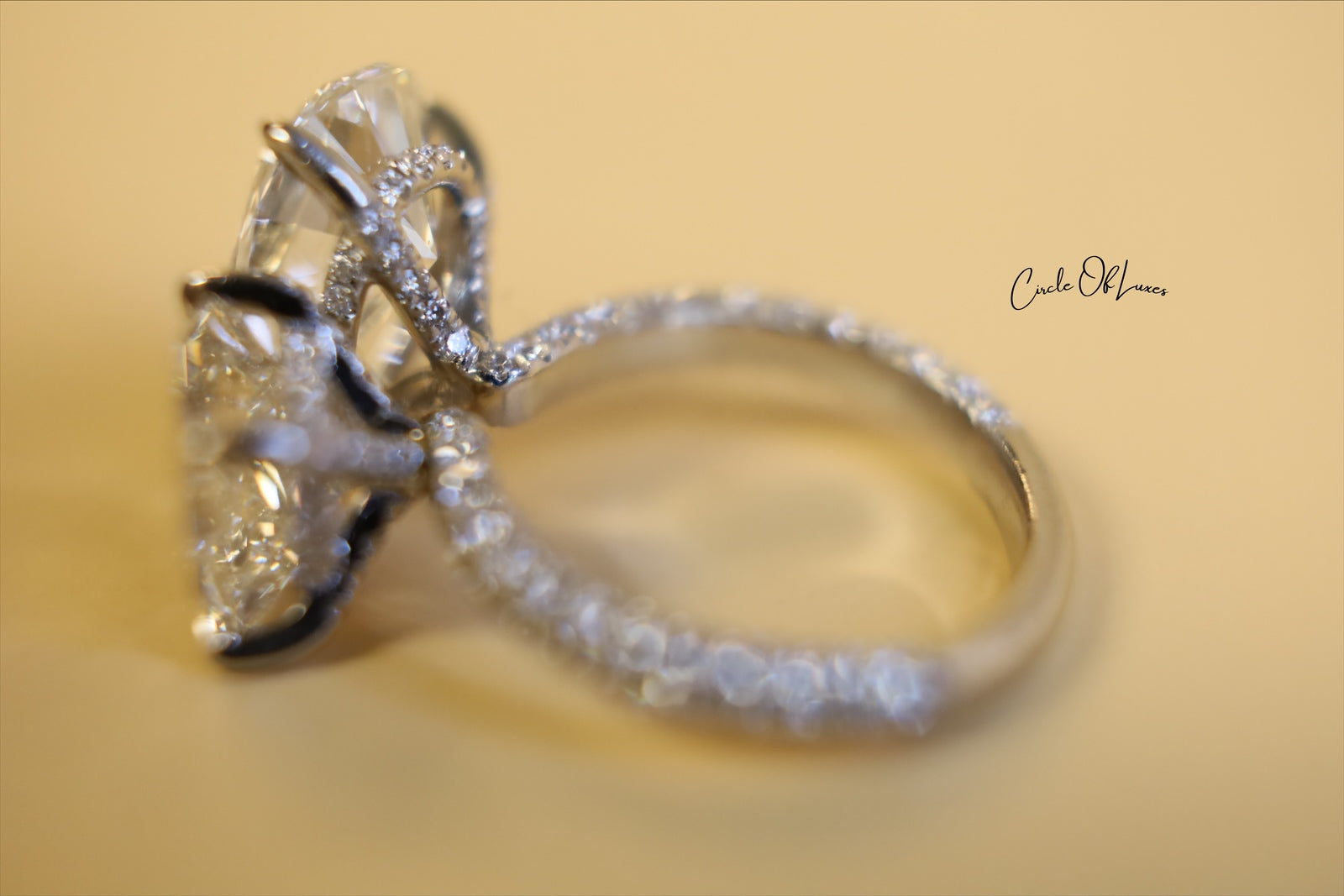 Platinum Princess Cut 2.5ct & pear shape 3.50ct  diamonds ring