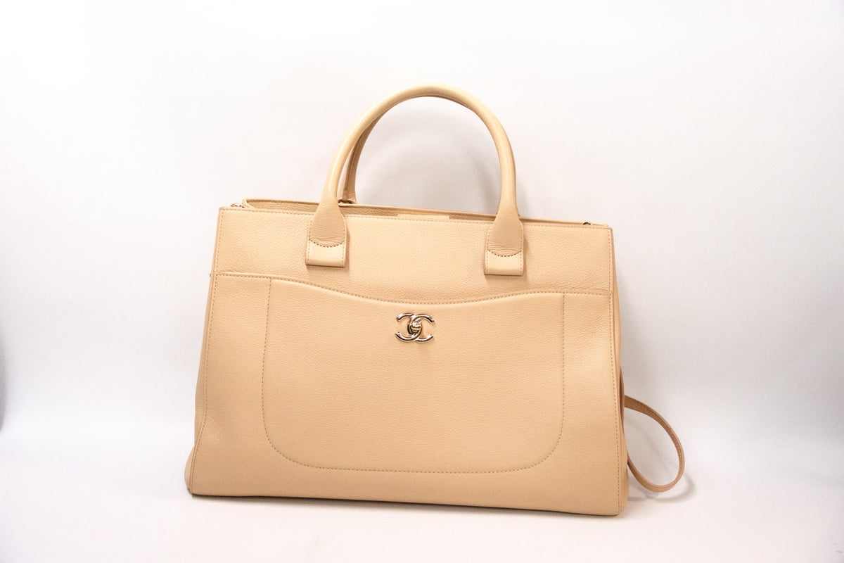Chanel Cerf Executive Tote Medium Beige Caviar Leather Ghw