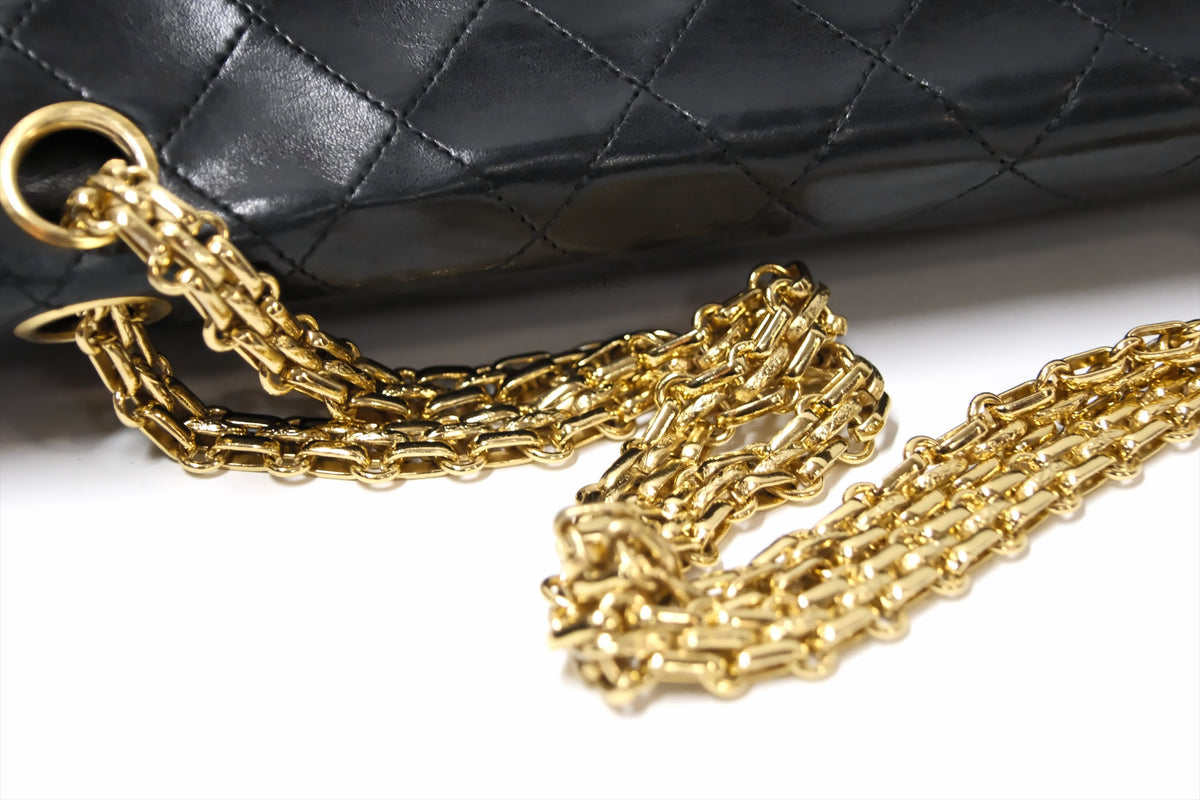 CHANEL BLACK LAMBSKIN MEDIUM FLAP BAG