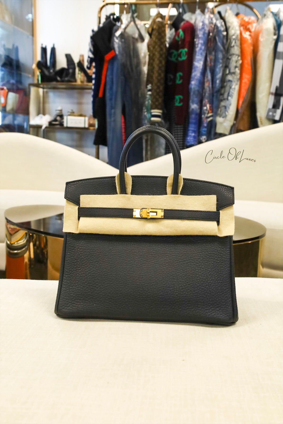 HERMES BIRKIN 25 NOIR GHW STAMP B