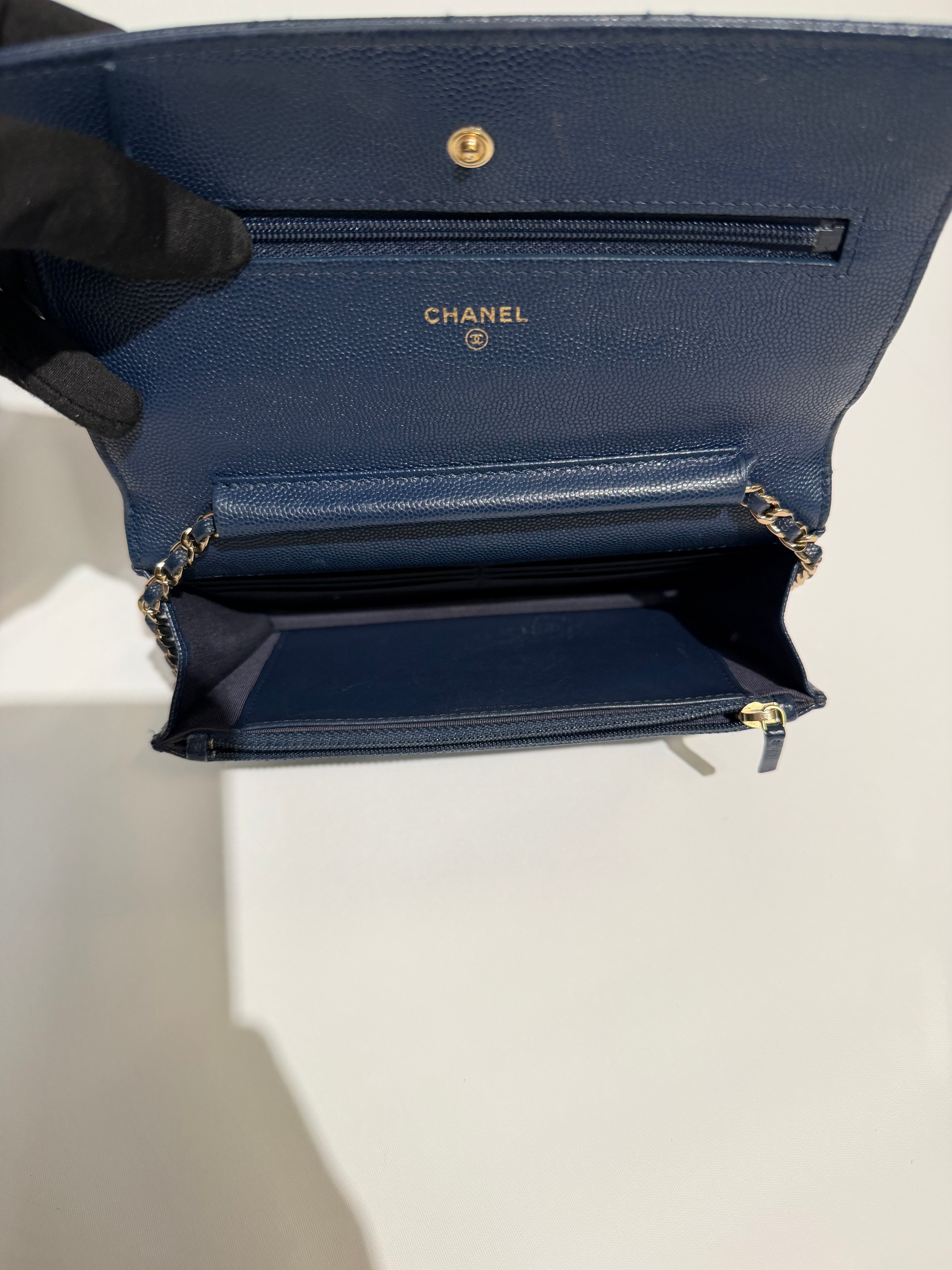 CHANEL WALLET ON CHAIN CAVIAR NAVY GHW