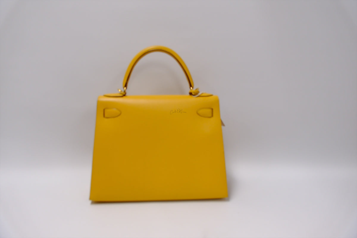 HERMES KELLY 28 EPSOM SELLIER GHW JAUNE AMBER