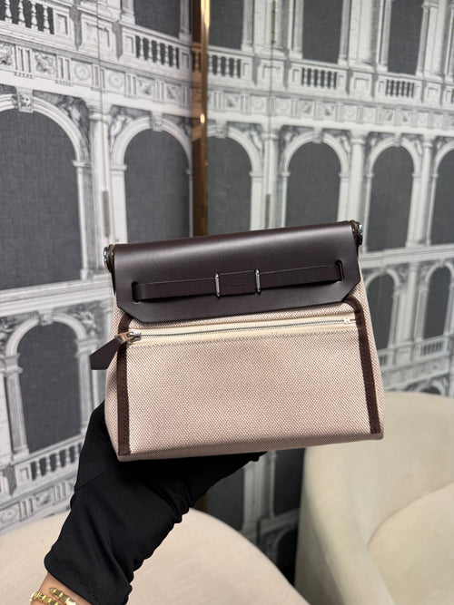 HERMES HERBAG MINI ECRU BEIGE / EBENE STAMP K (2025)