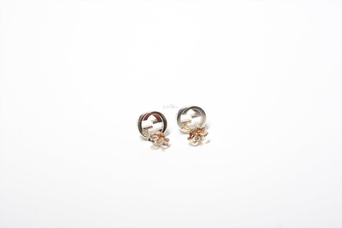 GUCCI INTERLOCKING G STUD EARRING SILVER