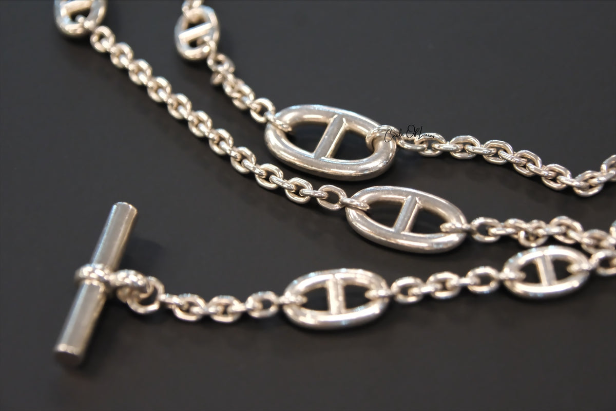 HERMES  SILVER 160cm NECKLACE