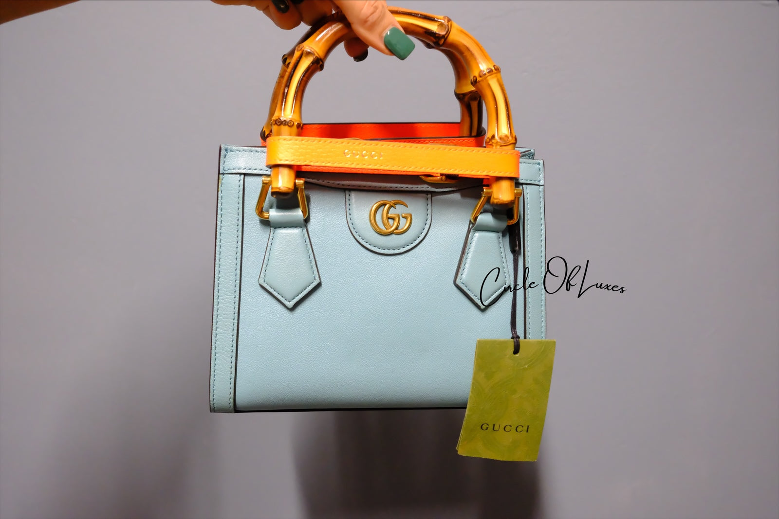 GUCCI DIANA BAMBOO TOP HANDLE SMALL BLUE