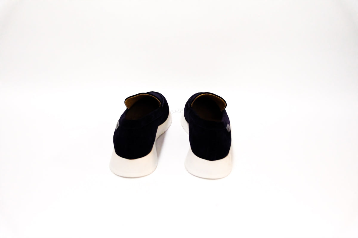 GIANVITO ROSSI SUEDE PLATFORM NAVY SLIP ON SIZE 36