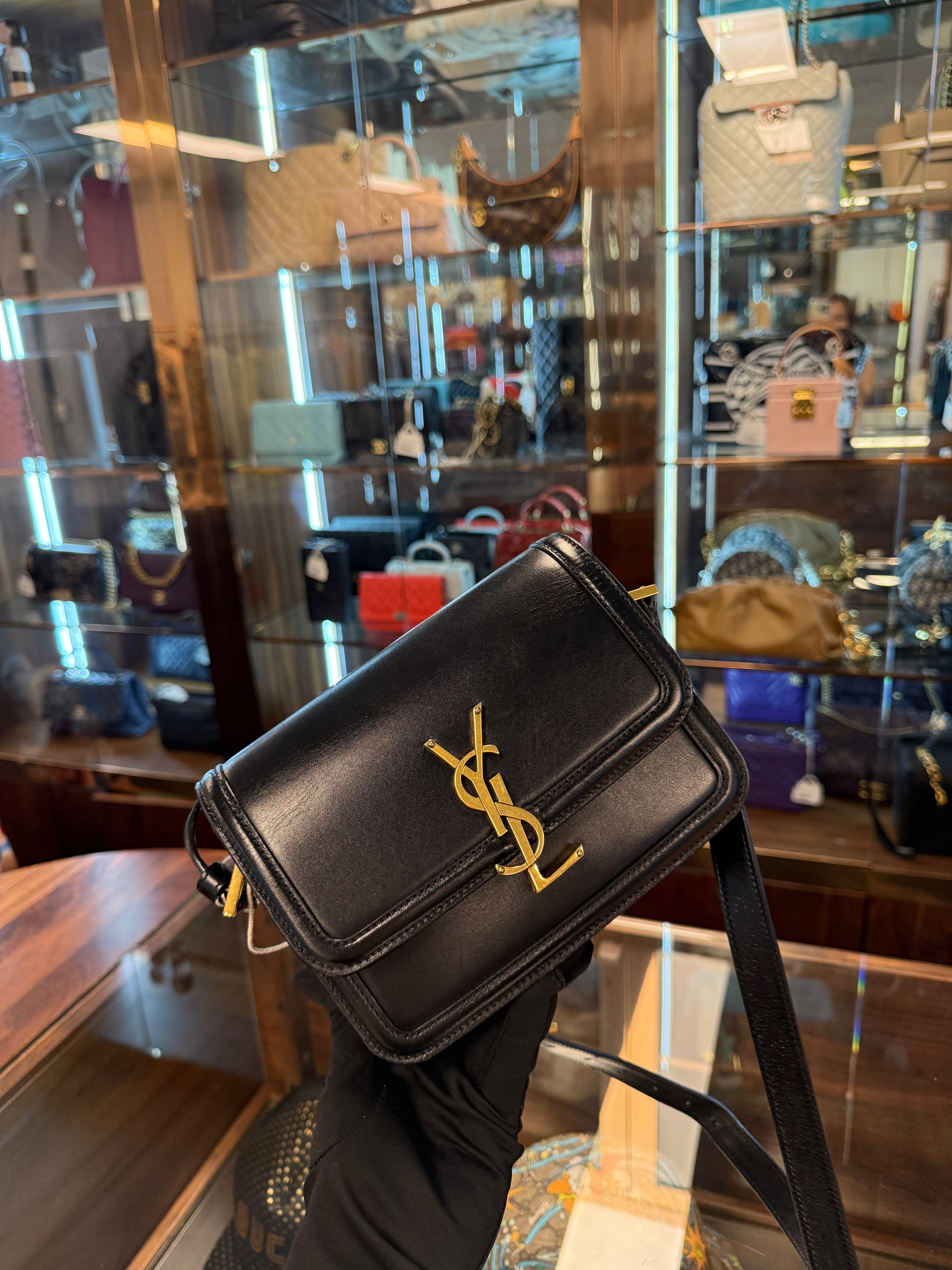 SAINT LAURENT SOLFERINO SATCHEL BLACK LEATHER BOX