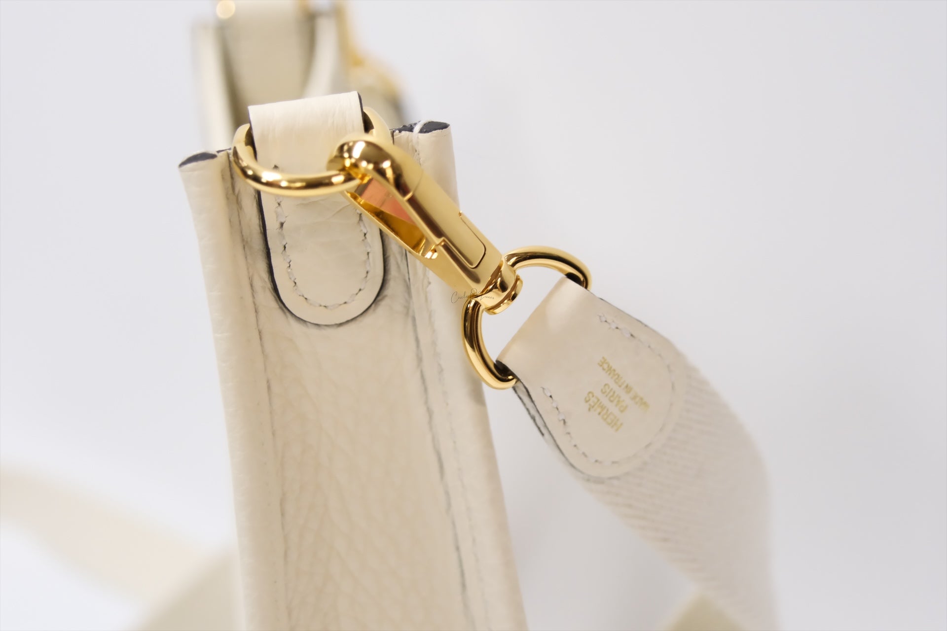 HERMES MINI EVELYNE CREAM GHW STAMP K