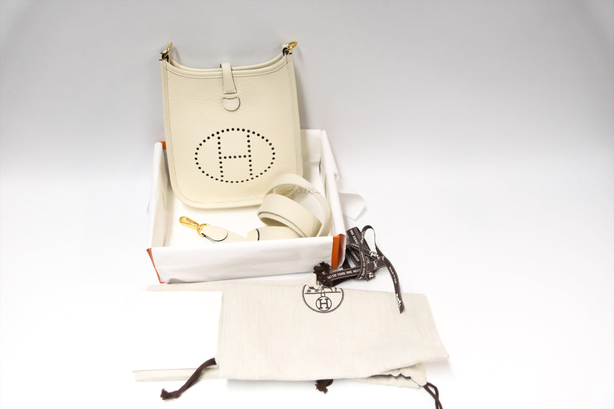 HERMES MINI EVELYNE CREAM GHW STAMP K