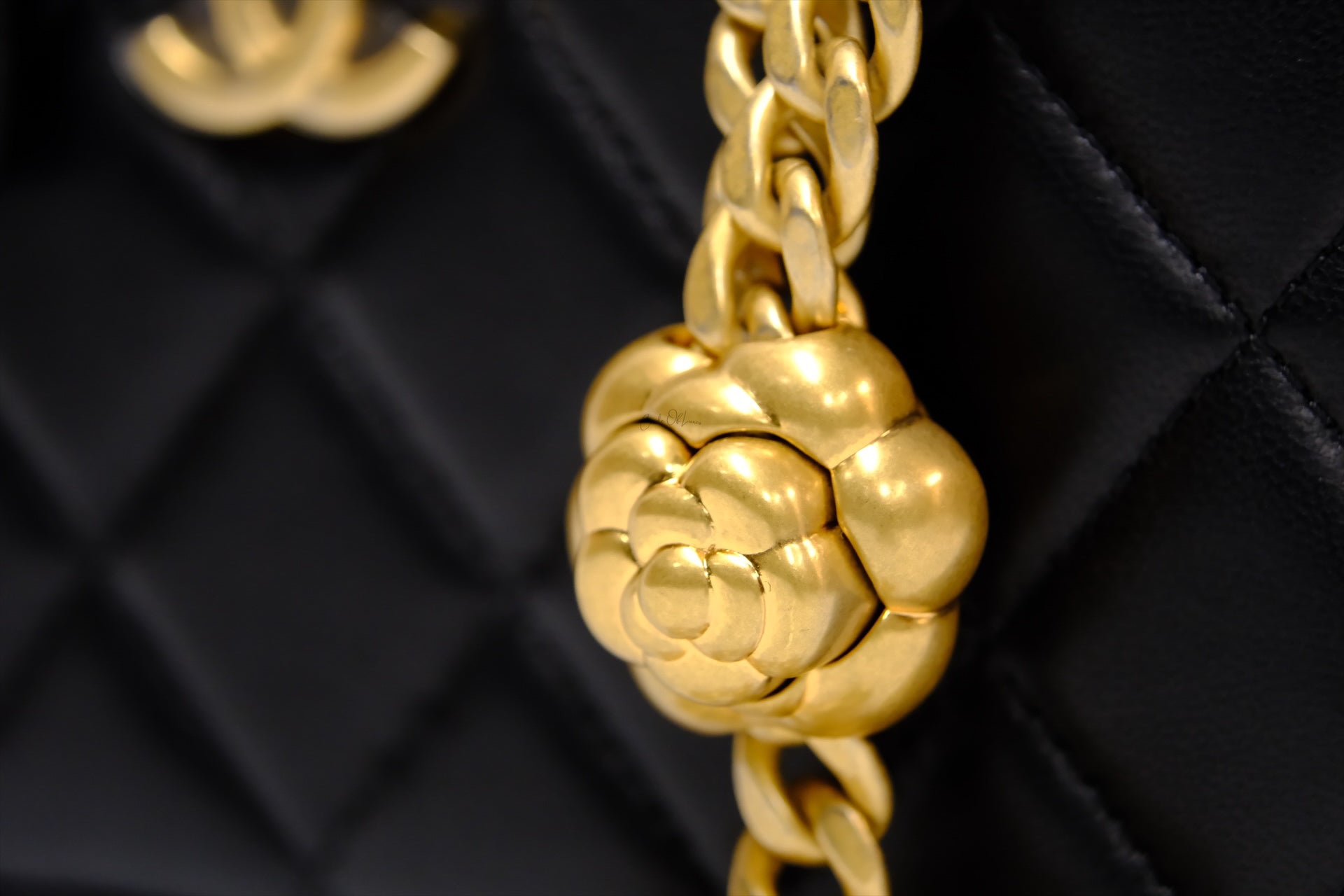 CHANEL CAMELIE CHARM BLACK LONG VANITY LAMSKIN GHW