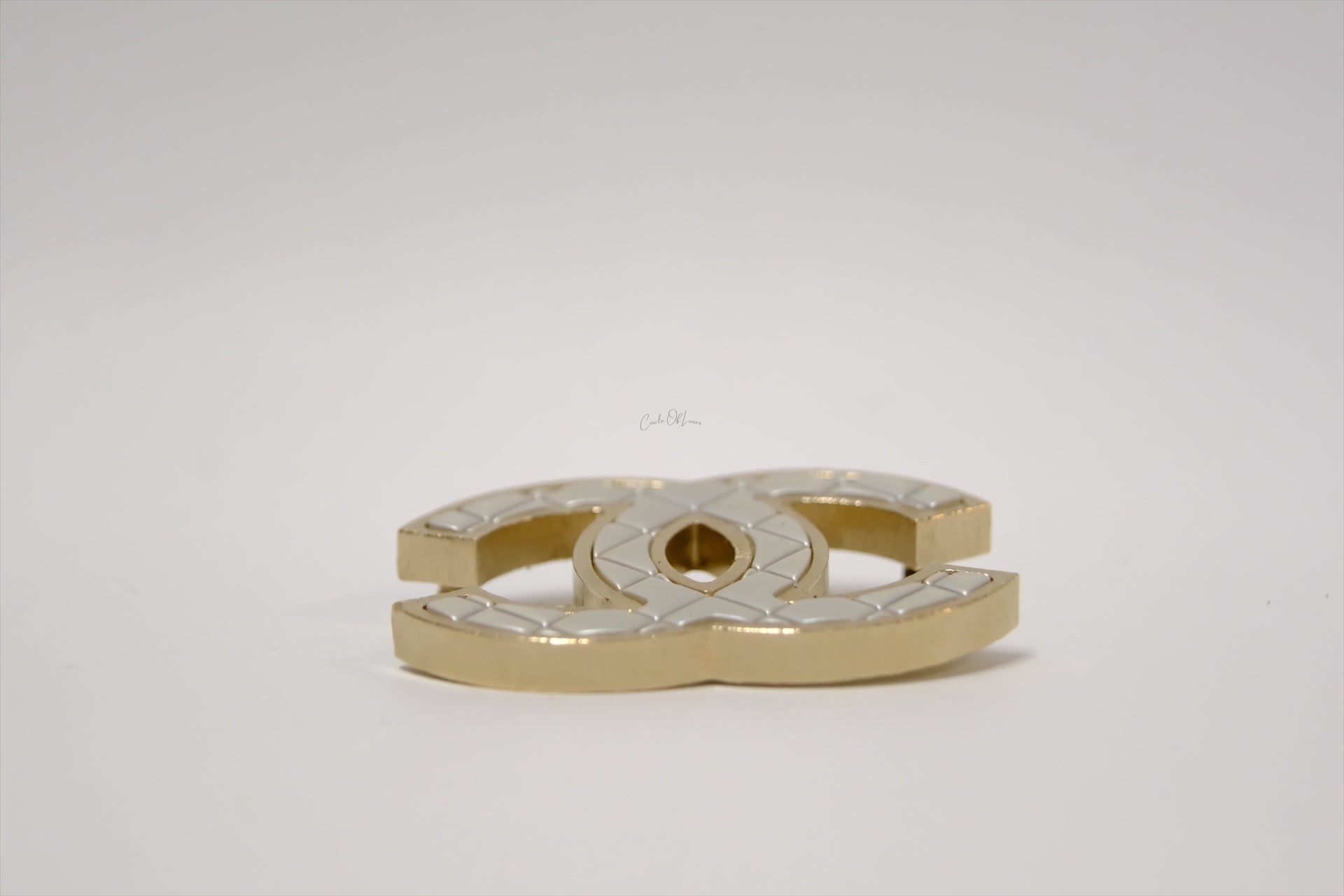 CHANEL SILVER & GOLD QUILTED CC BROOCH