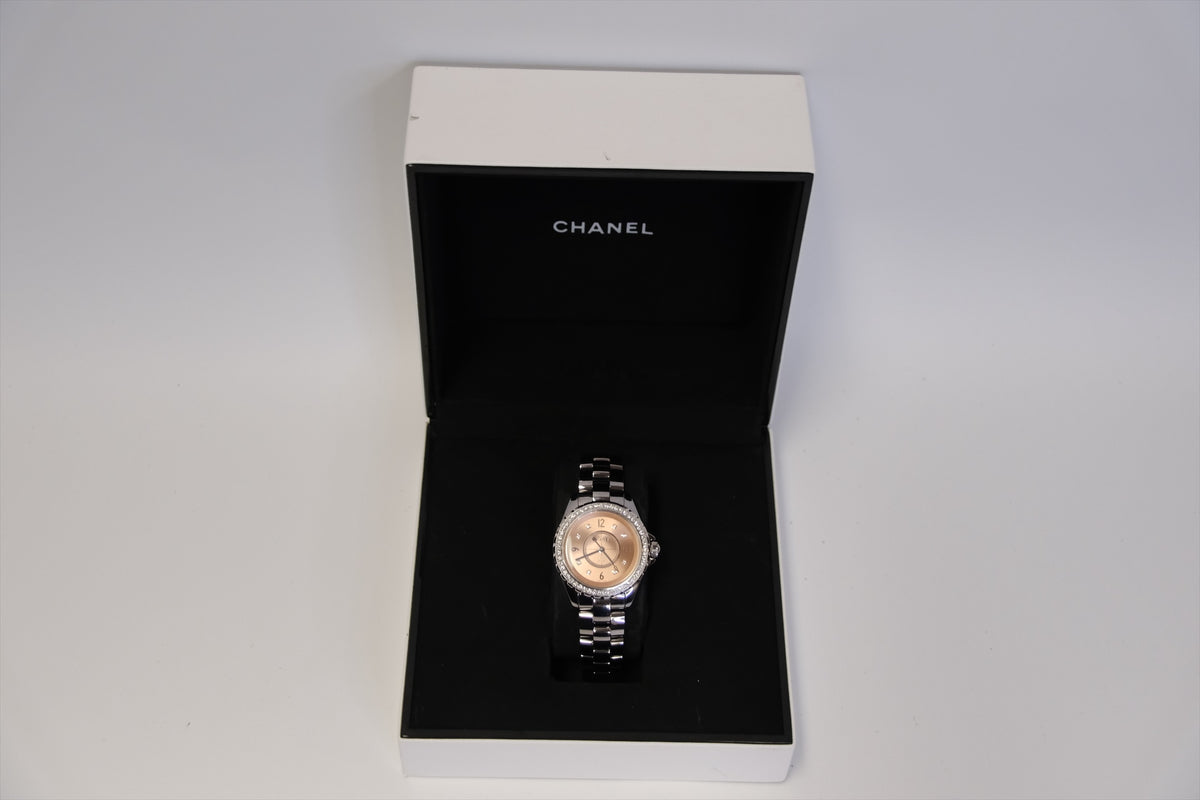 CHANEL J12 CHROMATIC PINK DIAL DIAMOND WATCH 33 MM