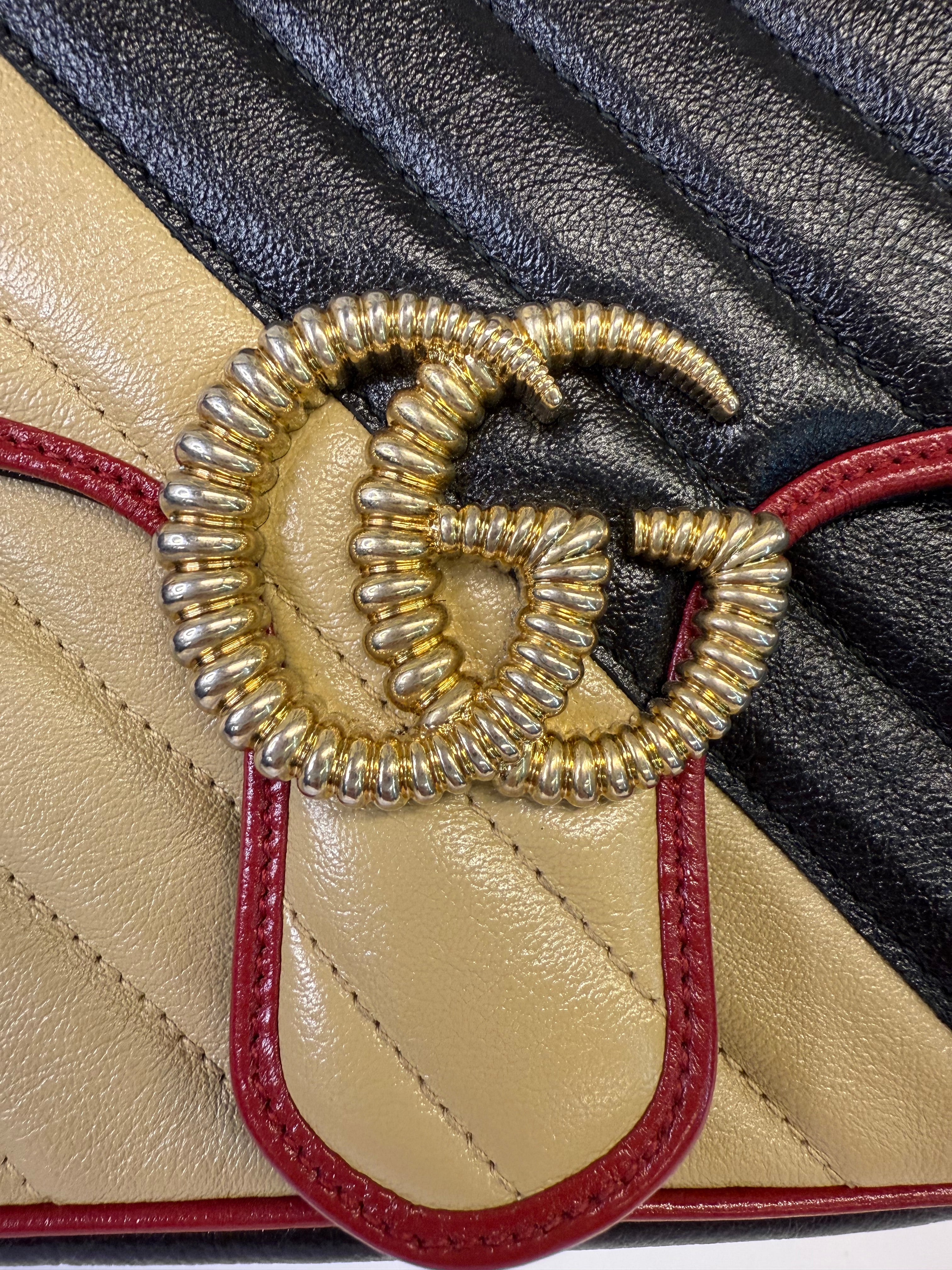 GUCCI SMALL MARMONT COLOUR BLOCK LEATHER   GHW