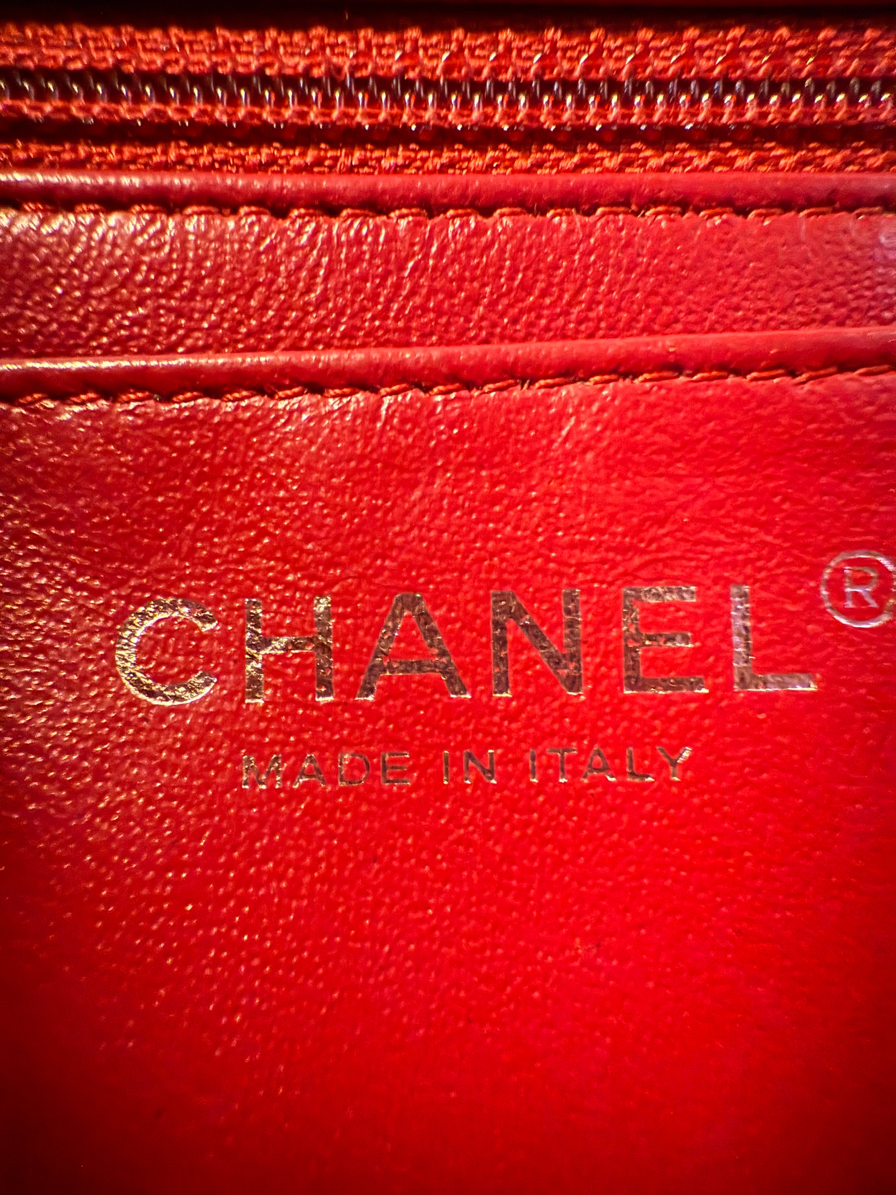 CHANEL 15C  MINI RECTANGLE CAVIAR PEARL RED SHW