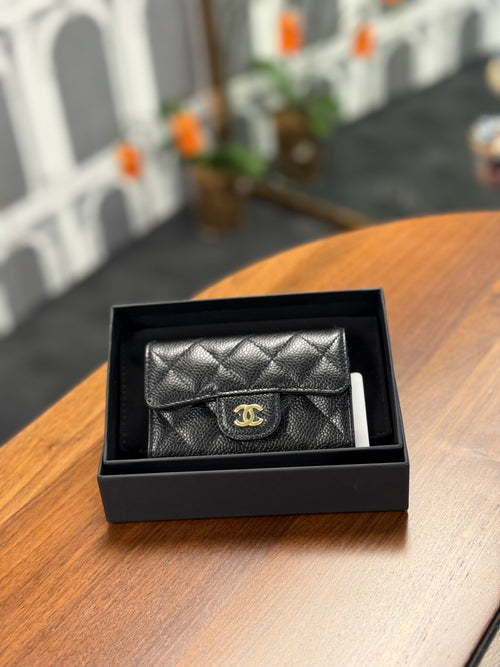 CHANEL CARD HOLDER BRAND NEW CAVIAR BLACK GHW