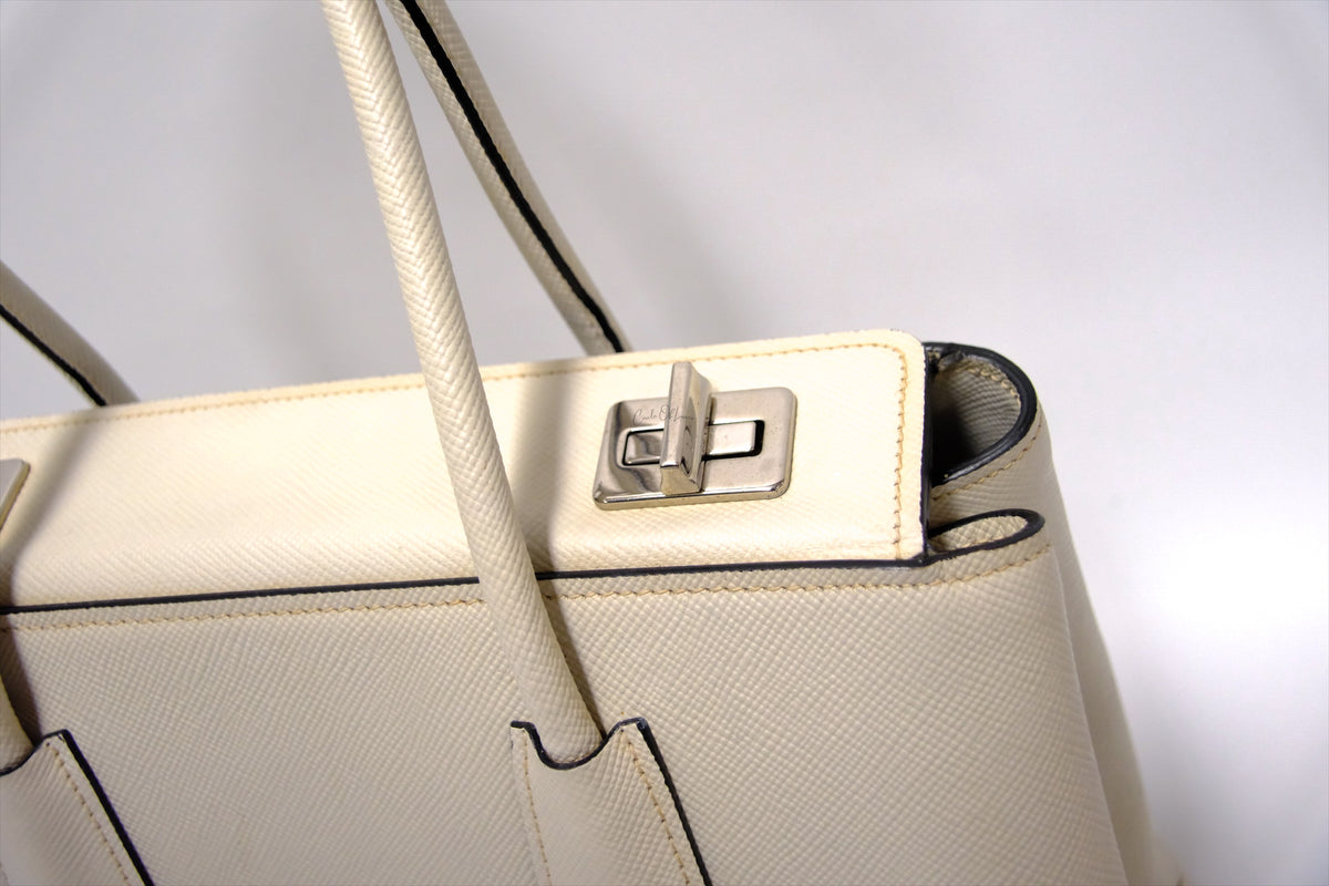 PRADA LEATHER TOTE SAFFIANO CUIR TWIN