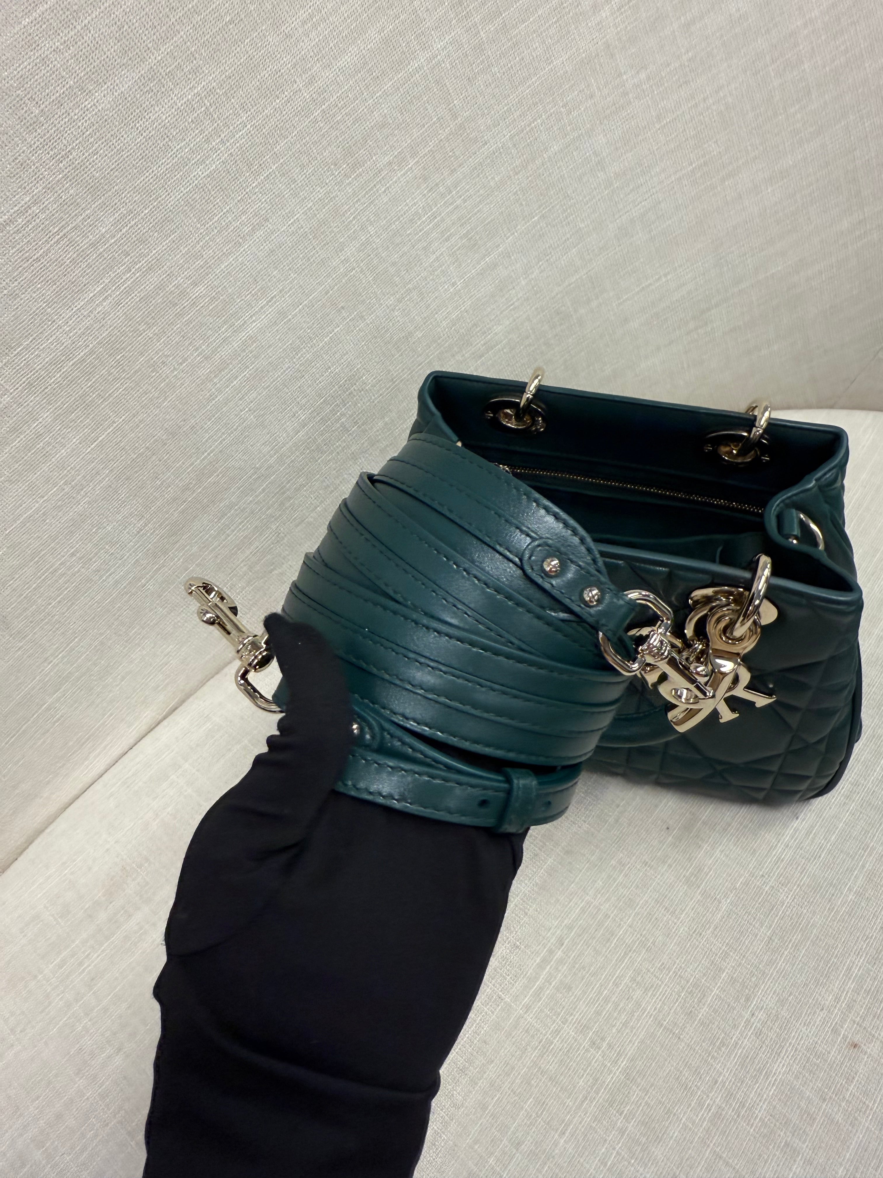 DIOR LADY 95.22 BAG CANNAGE  SMALL DARK GREEN