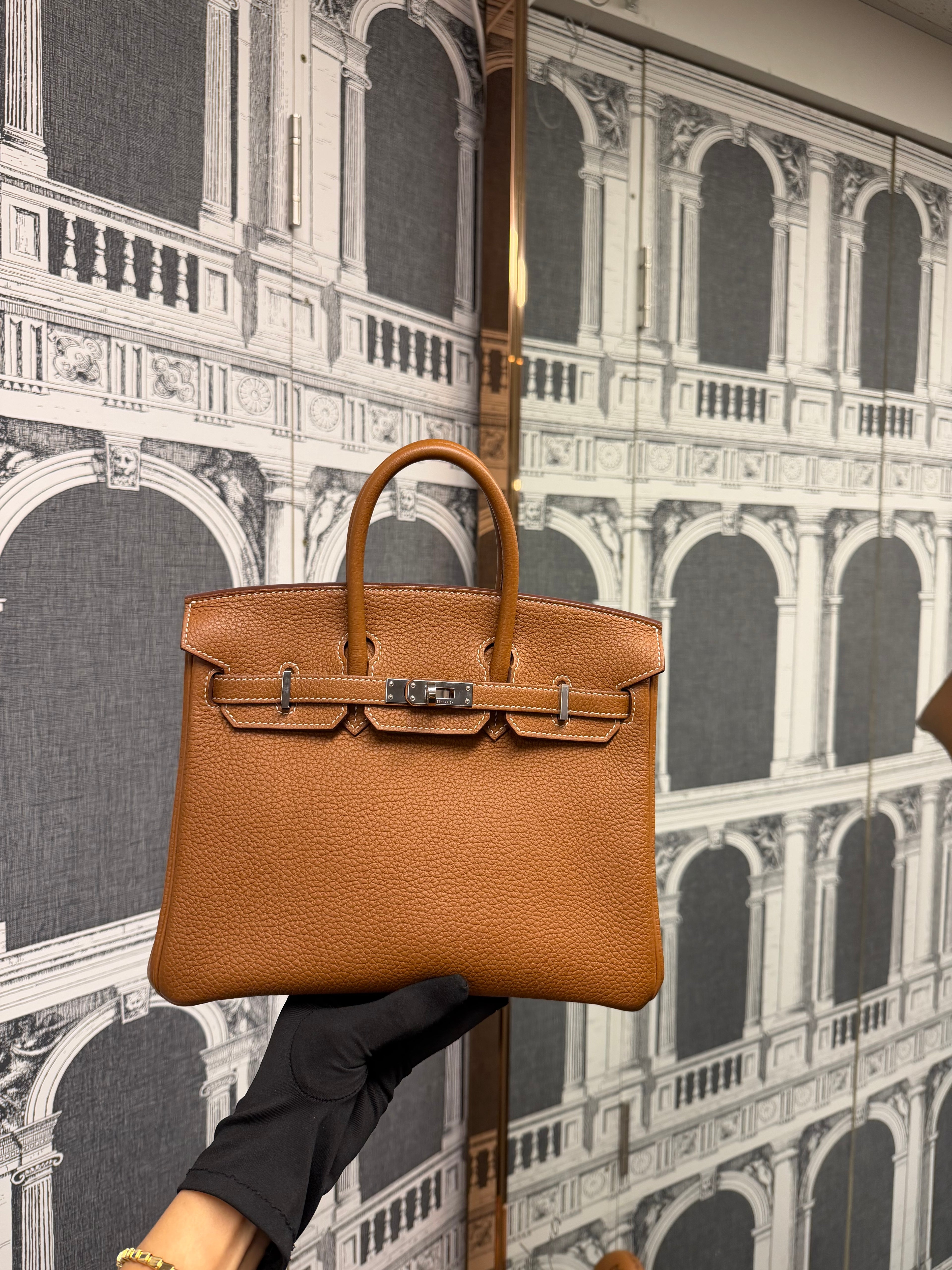 HERMES BIRKIN 25 GOLD PHW TOGO STAMP U