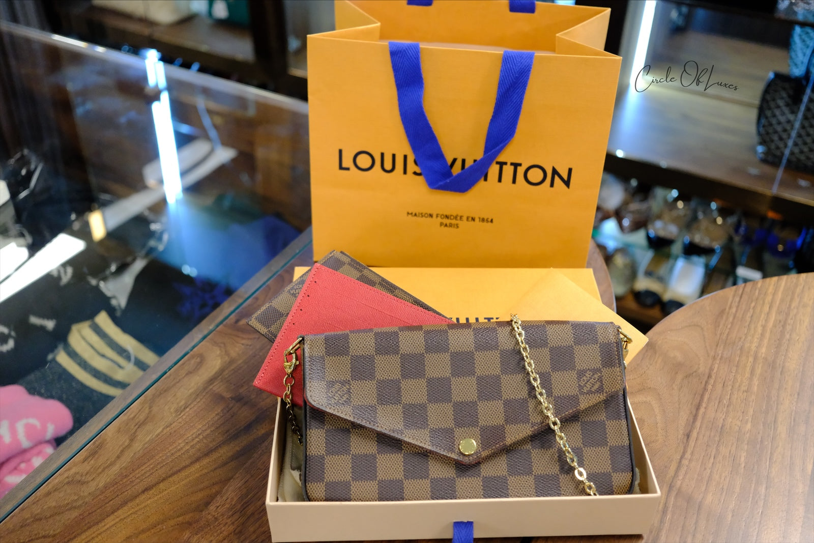 FELEICE POCHETTE DAMIER EBEN ,FULLSET