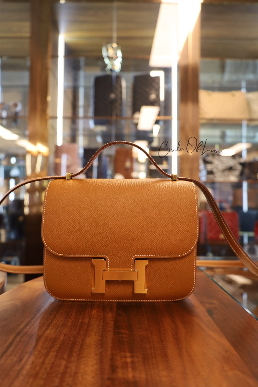 HERMES MINI CONSTANCE GOLD GHW EPSOM  STAMP W