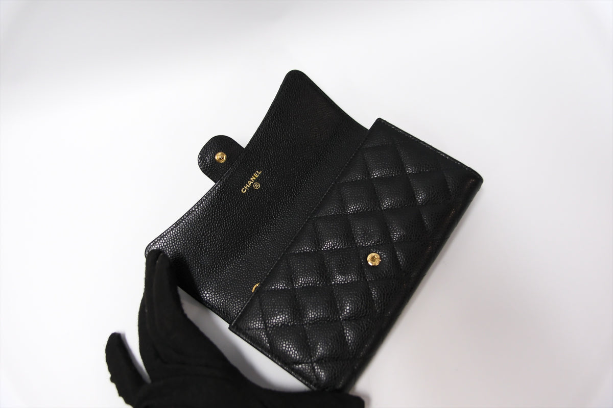 CHANEL LONG WALLET BLACK CAVIAR GHW