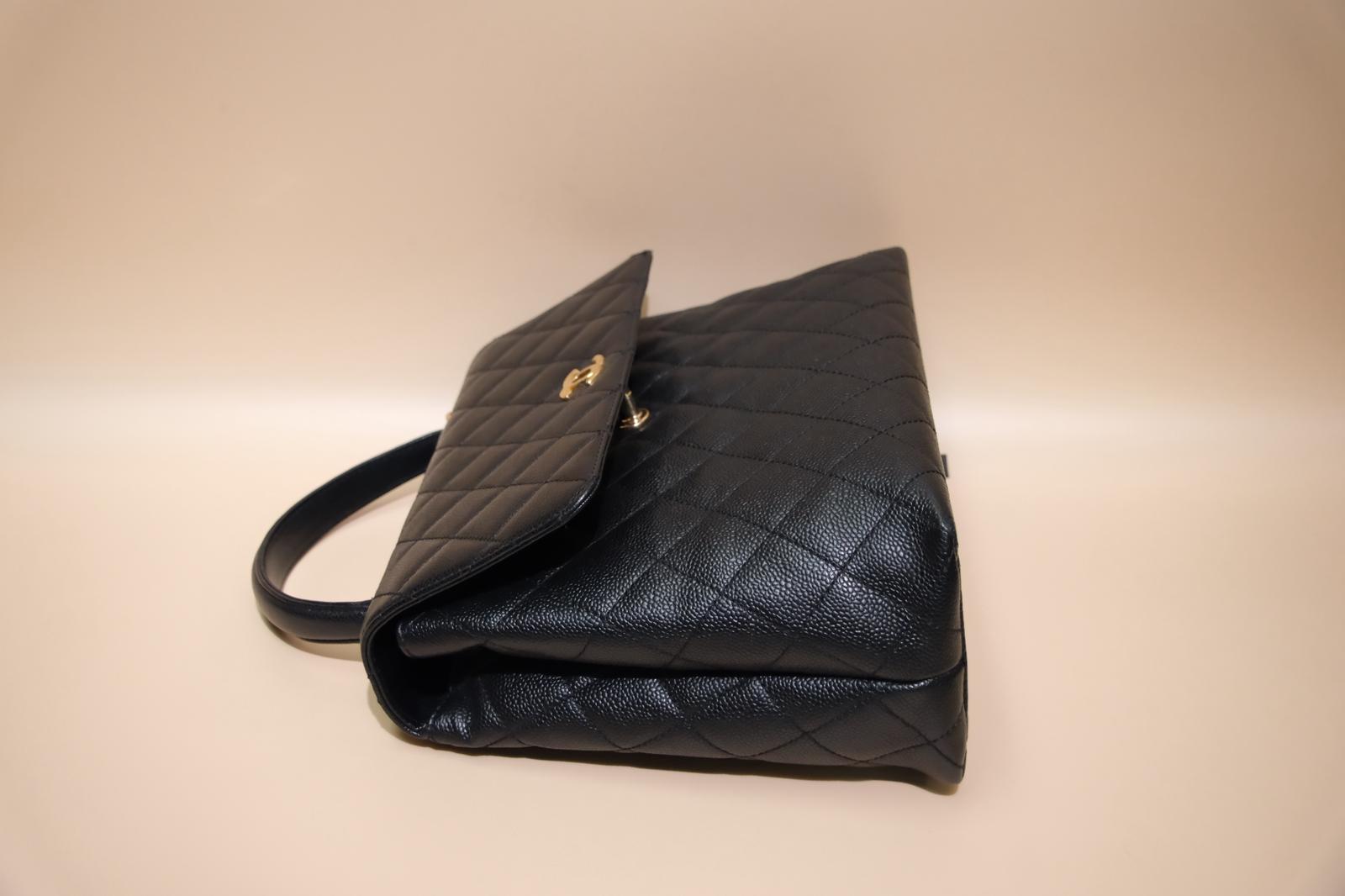 CHANEL KELLY VINTAGE BLACK QUILTED CAVIAR GHW