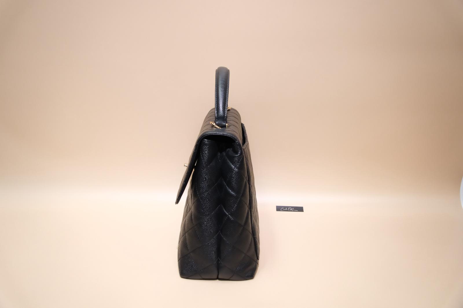 CHANEL KELLY VINTAGE BLACK QUILTED CAVIAR GHW