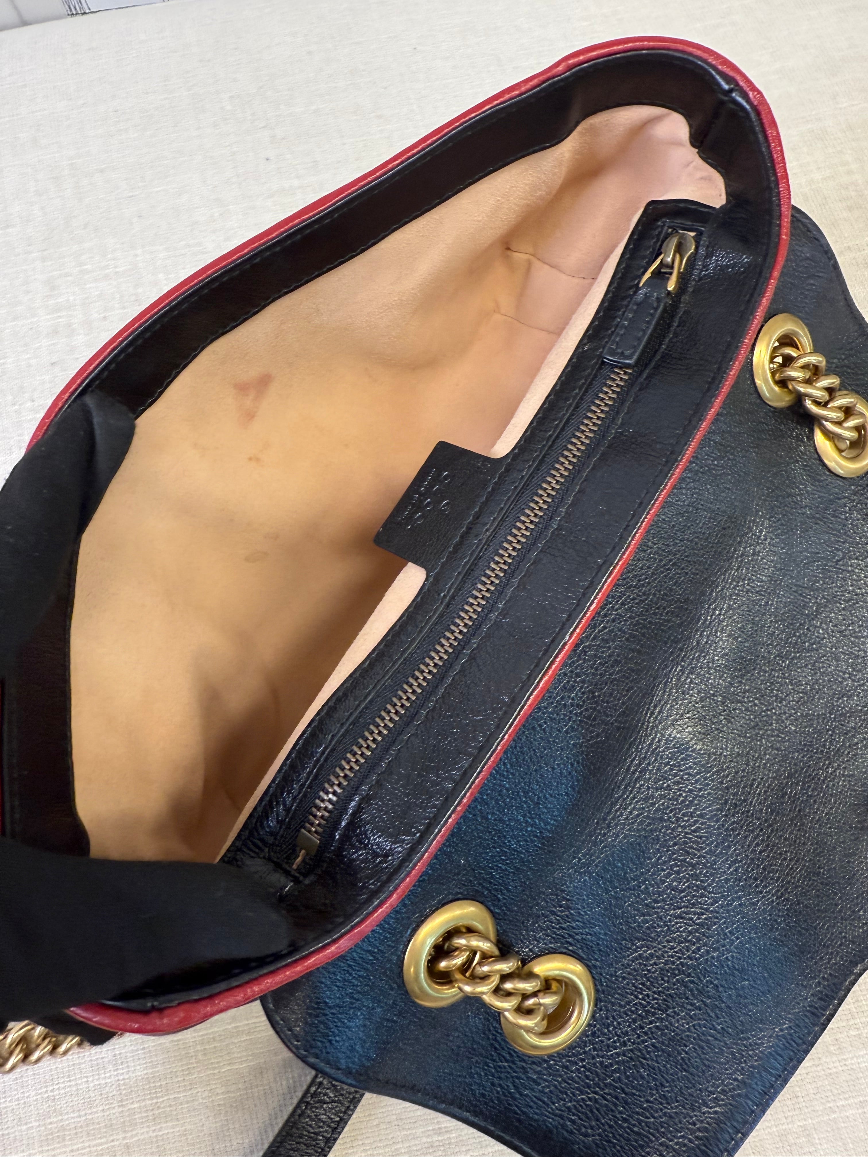 GUCCI SMALL MARMONT COLOUR BLOCK LEATHER   GHW