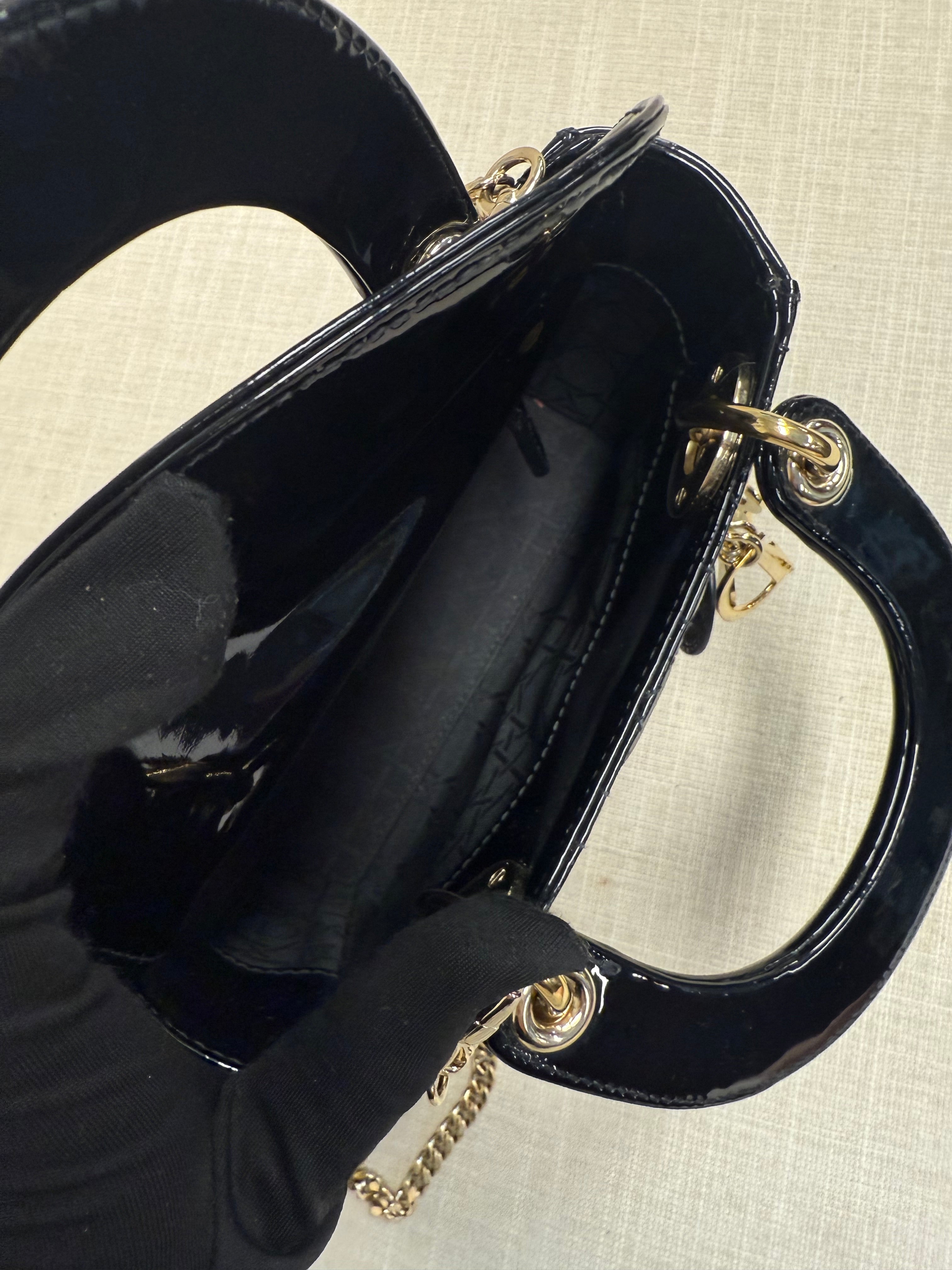 LADY DIOR MINI BLACK PATTERN GHW