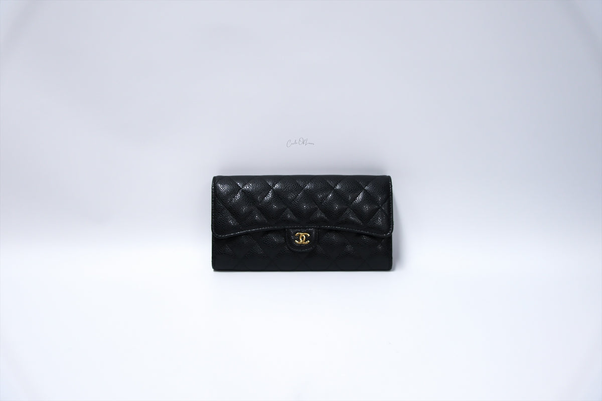 CHANEL LONG WALLET BLACK CAVIAR GHW