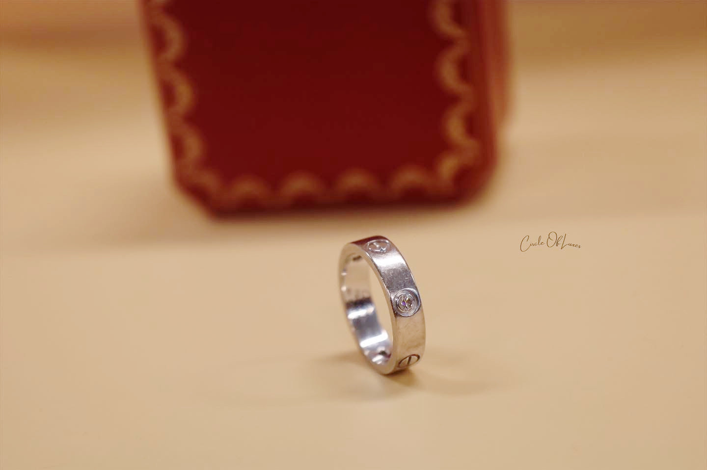 CARTIER LOVE RING WHITE GOLD SIZE 60 3 DIAMONDS