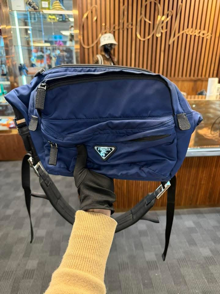 PRADA NYLON BLUE BELT BAG