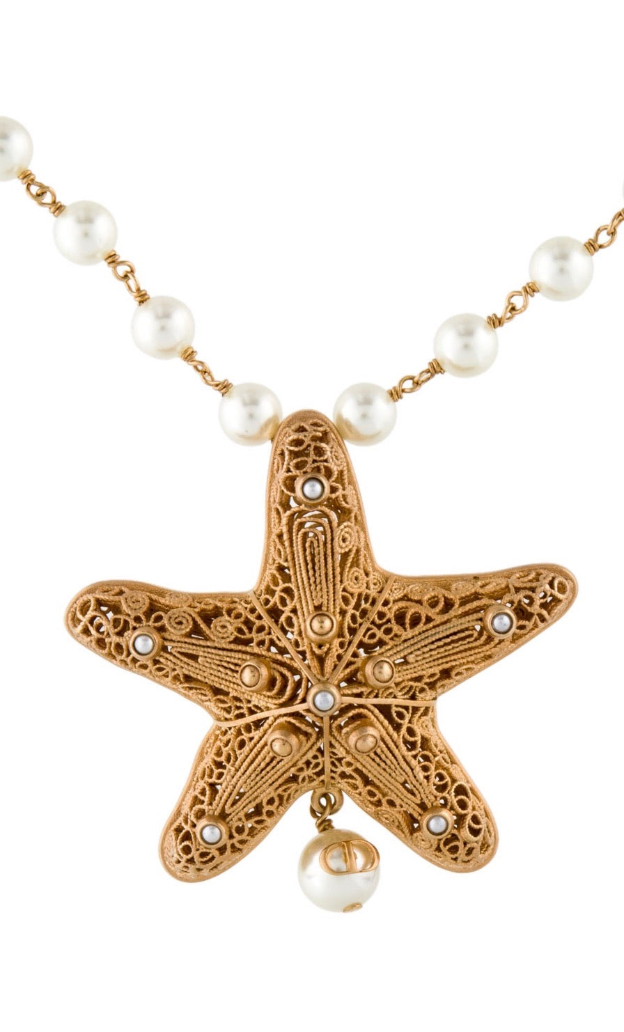 DIOR STARFISH FAUX PEARL NECKLACE