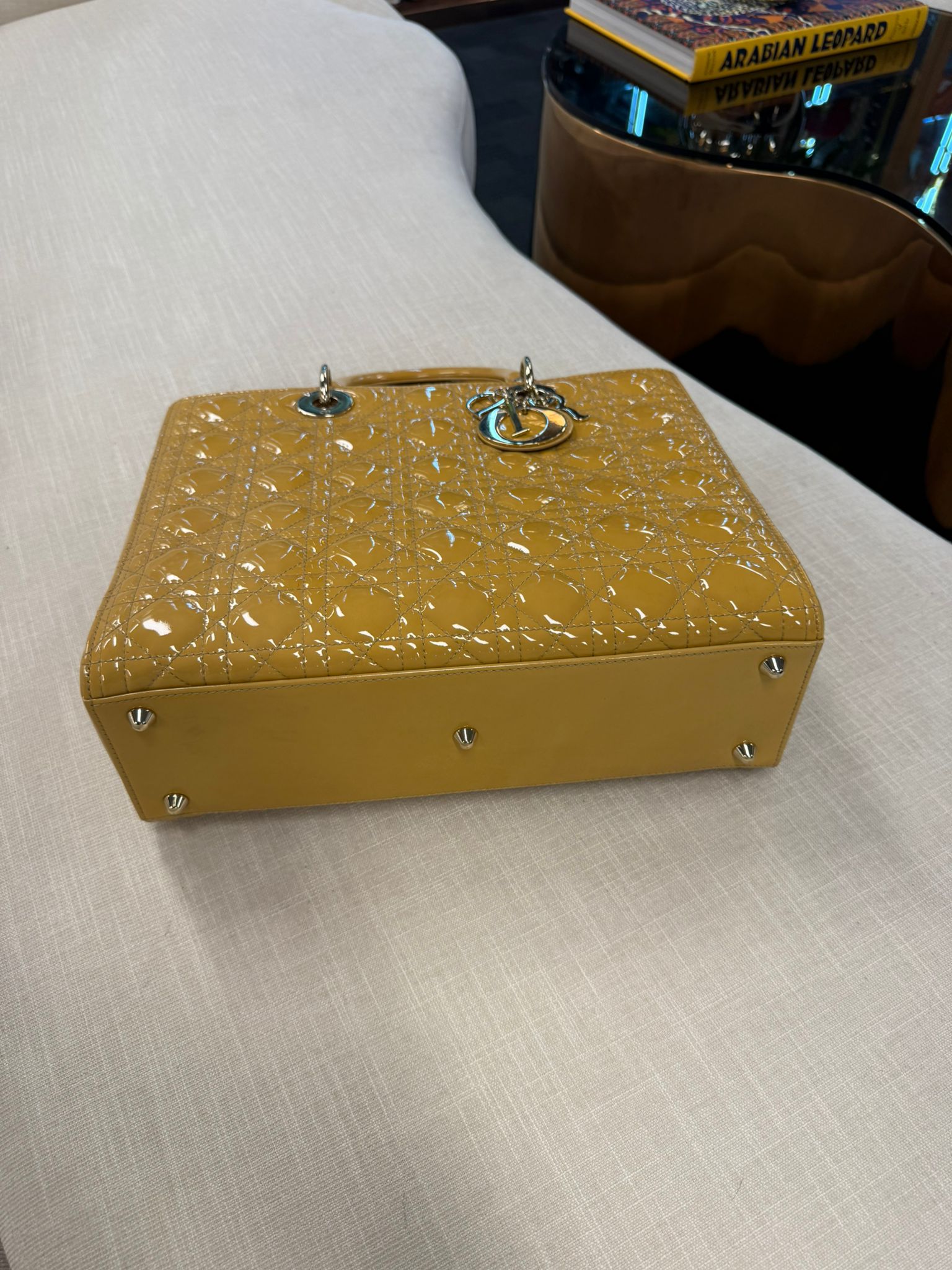 LADY DIOR LARGE YELLOW PATENT CANNAGE SHW