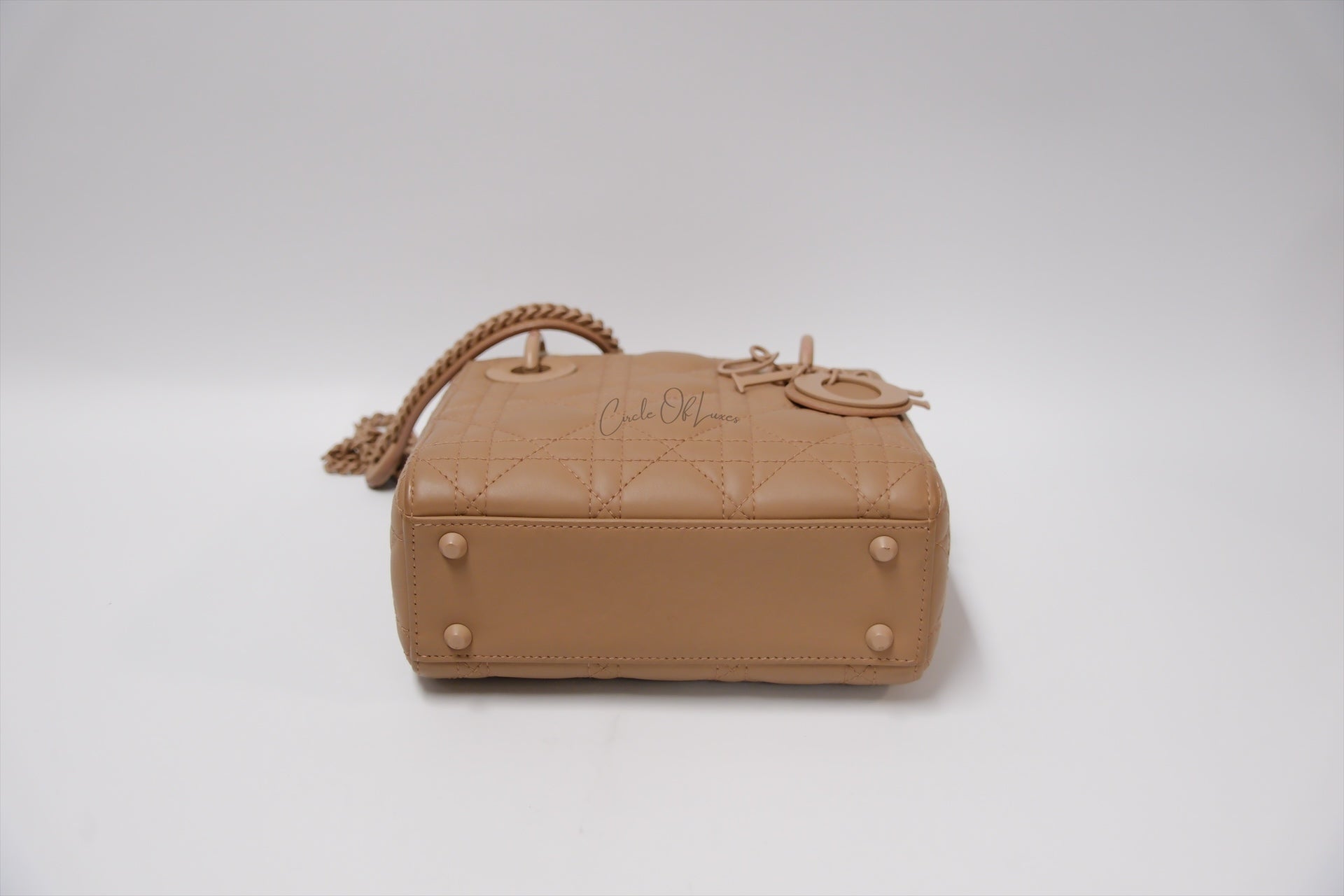 CHRISTIAN DIOR ULTRA MATTE CALFSKIN CANNAGE MINI LADY DIOR LIGHT BEIGE