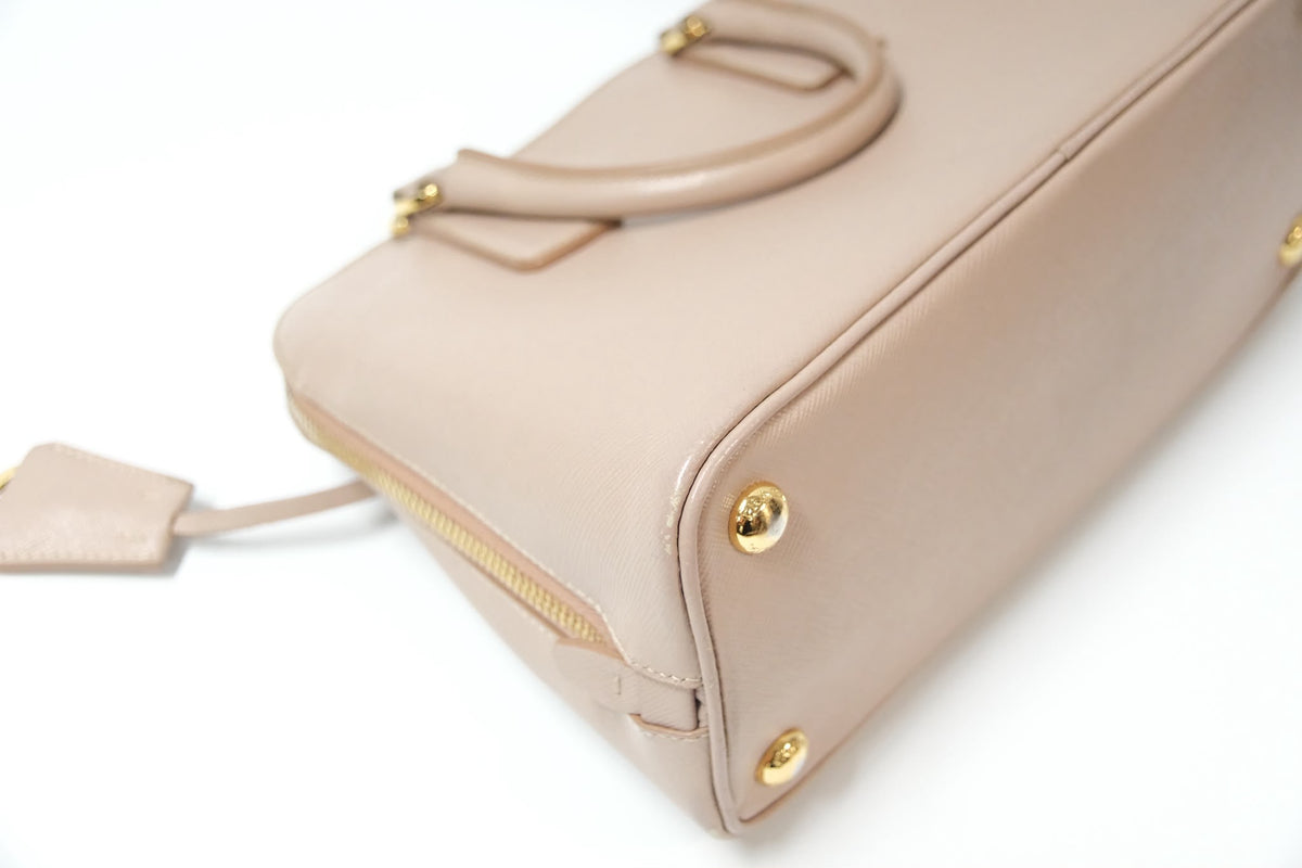 Prada Promenade Small Bag  Powder Pink Saffiano Leather & Gold Tone Hardware