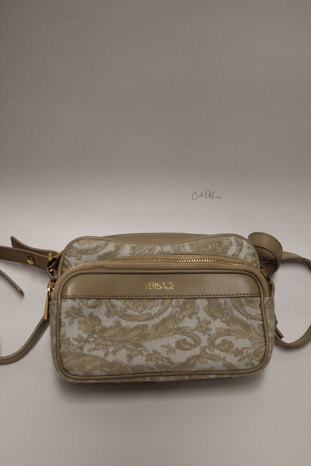 VERSACE CAMERA MINI CANVAS BEIGE BAG