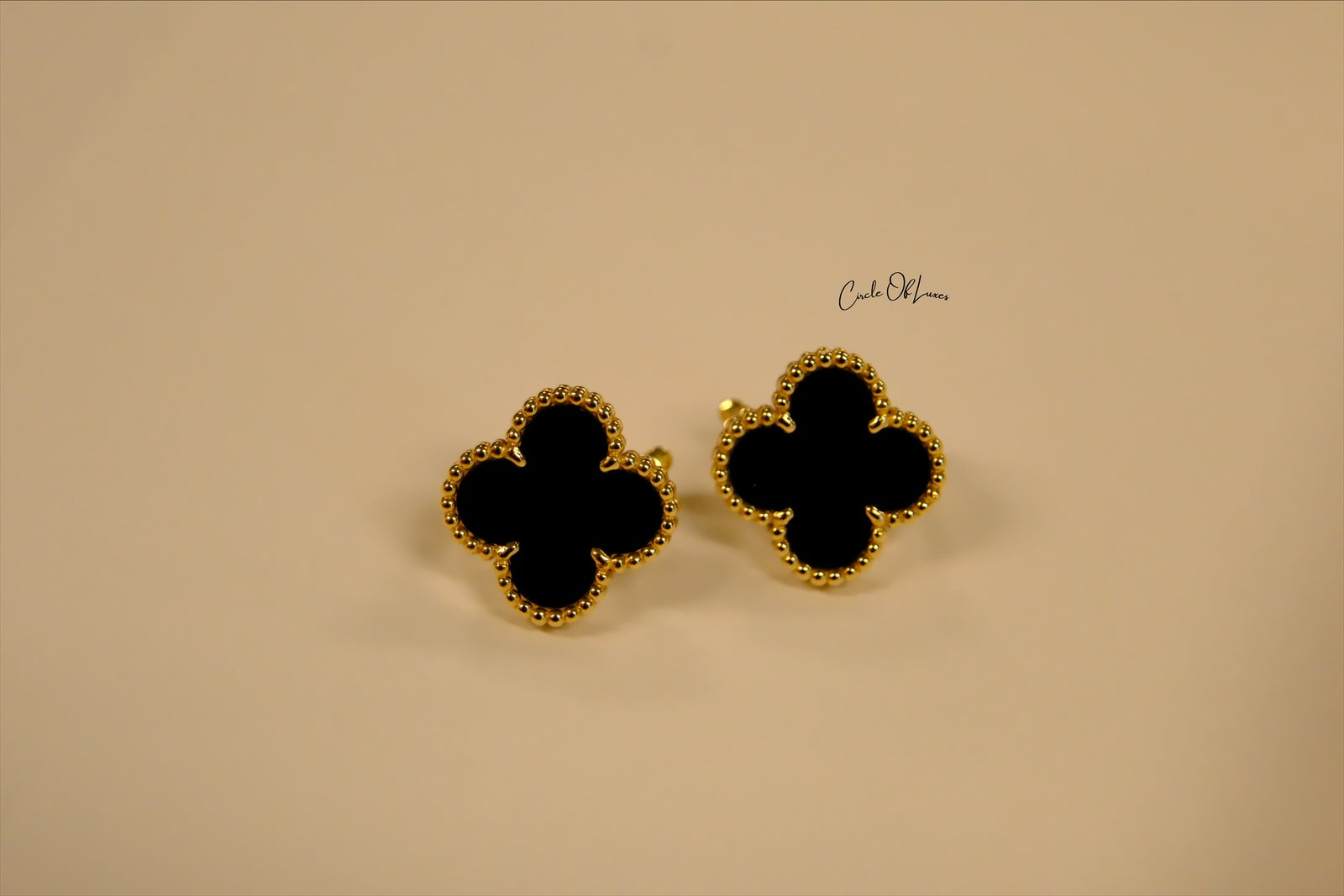 VANCLEEF & ARPELS ONYX VINTAGE EARRING GHW
