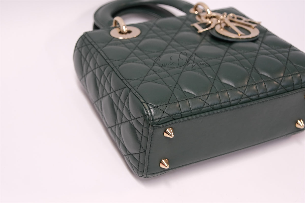 LADY DIOR SMALL DARK GREEN GHW