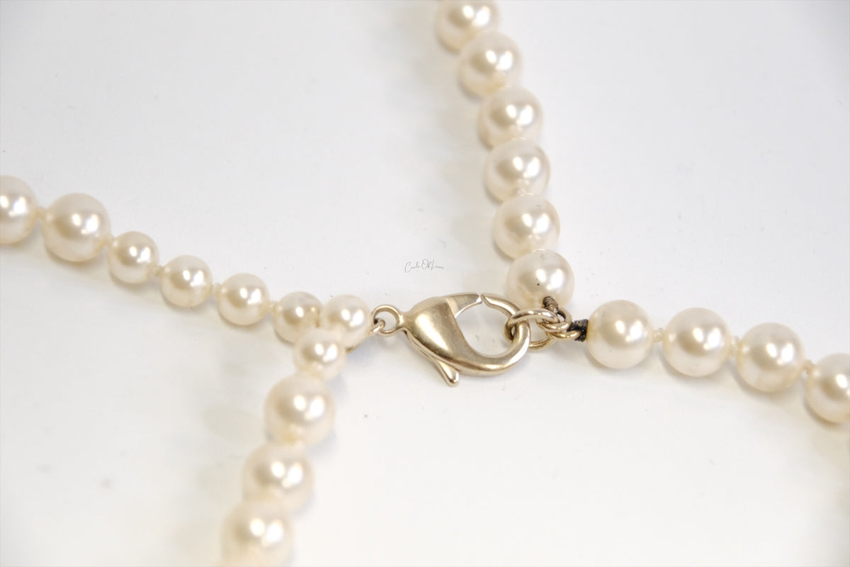 CHANEL CRYSTAL CC FAUX PEARL STRAND CHAIN BELT