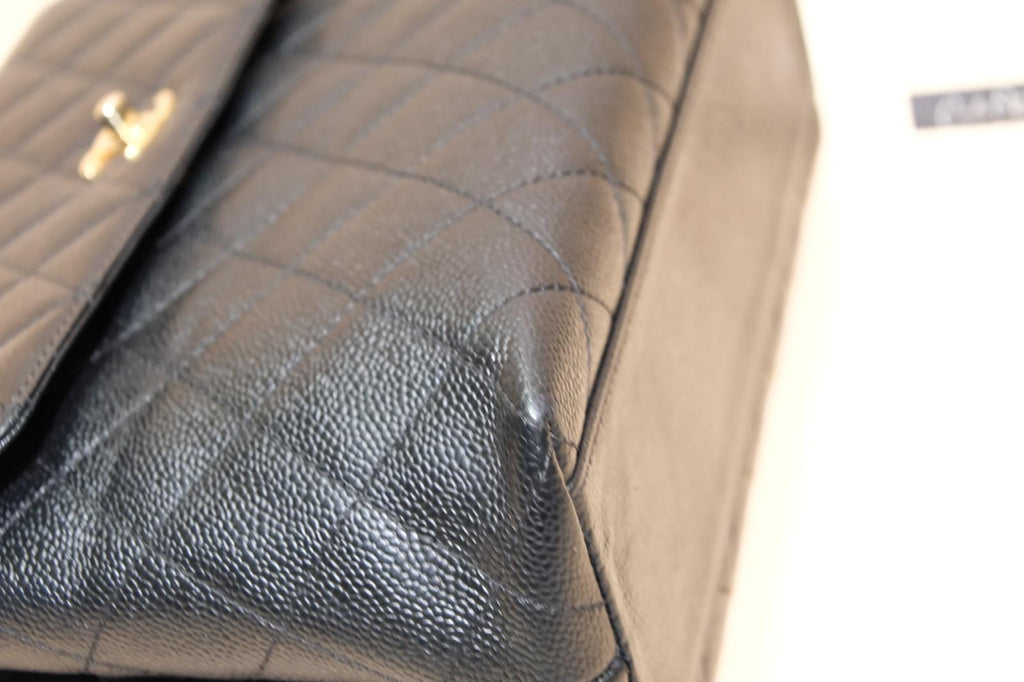 CHANEL KELLY VINTAGE BLACK QUILTED CAVIAR GHW
