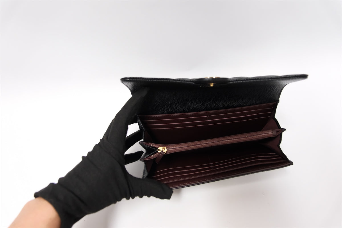 CHANEL LONG WALLET BLACK CAVIAR GHW
