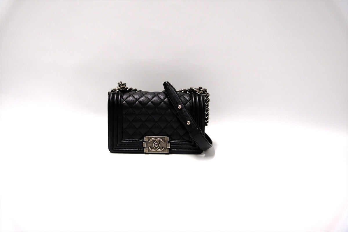 CHANEL SMALL BOY CAVIAR BLACK RHW