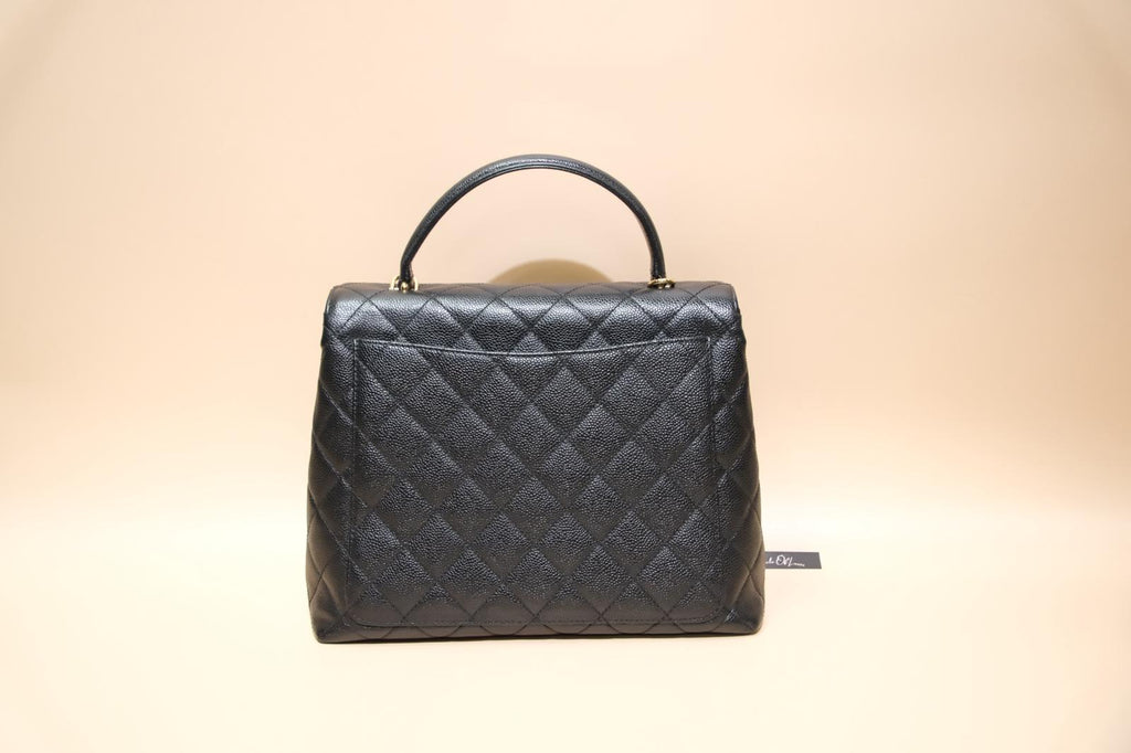 CHANEL KELLY VINTAGE BLACK QUILTED CAVIAR GHW
