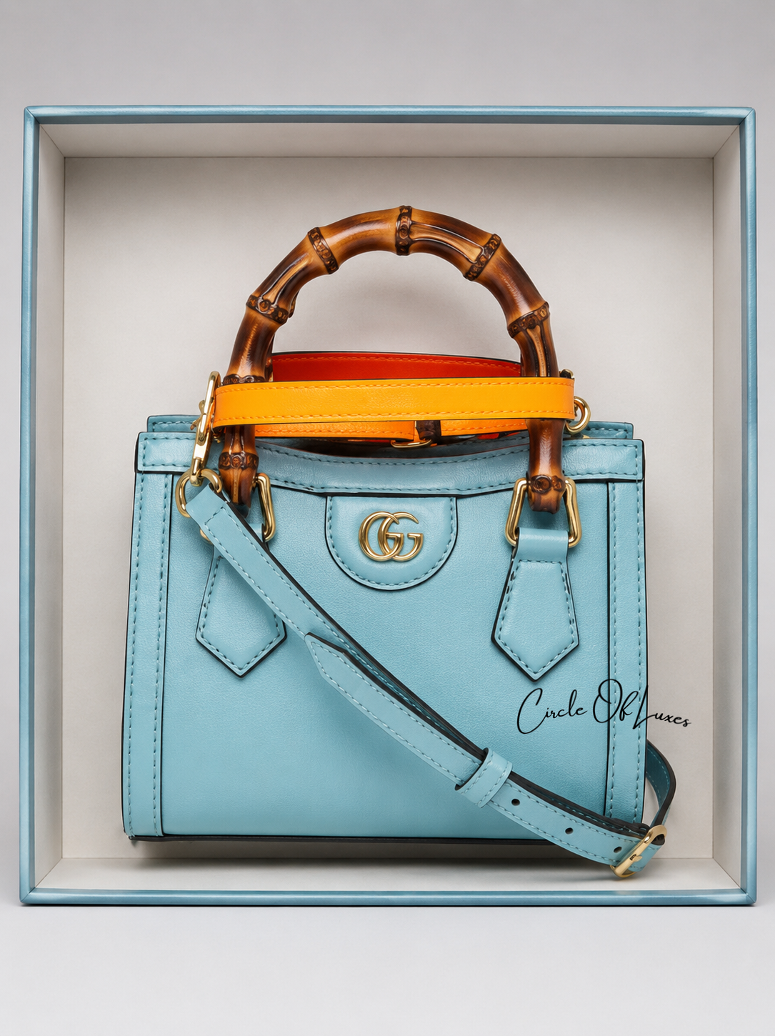 GUCCI DIANA BAMBOO TOP HANDLE SMALL BLUE