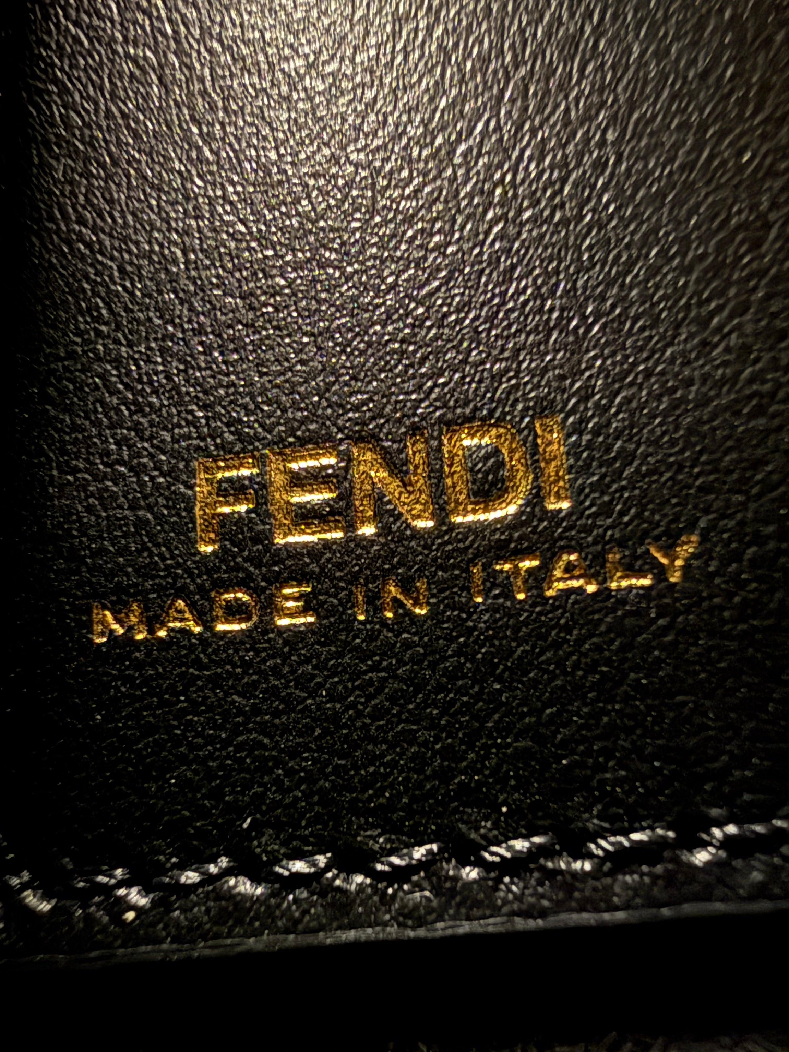 FENDIGRAPHY WALLET ON CHAIN BLACK  LEATHER WALLET