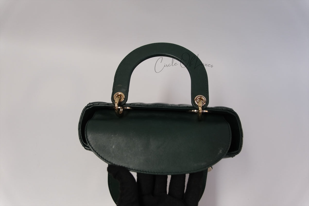 LADY DIOR SMALL DARK GREEN GHW