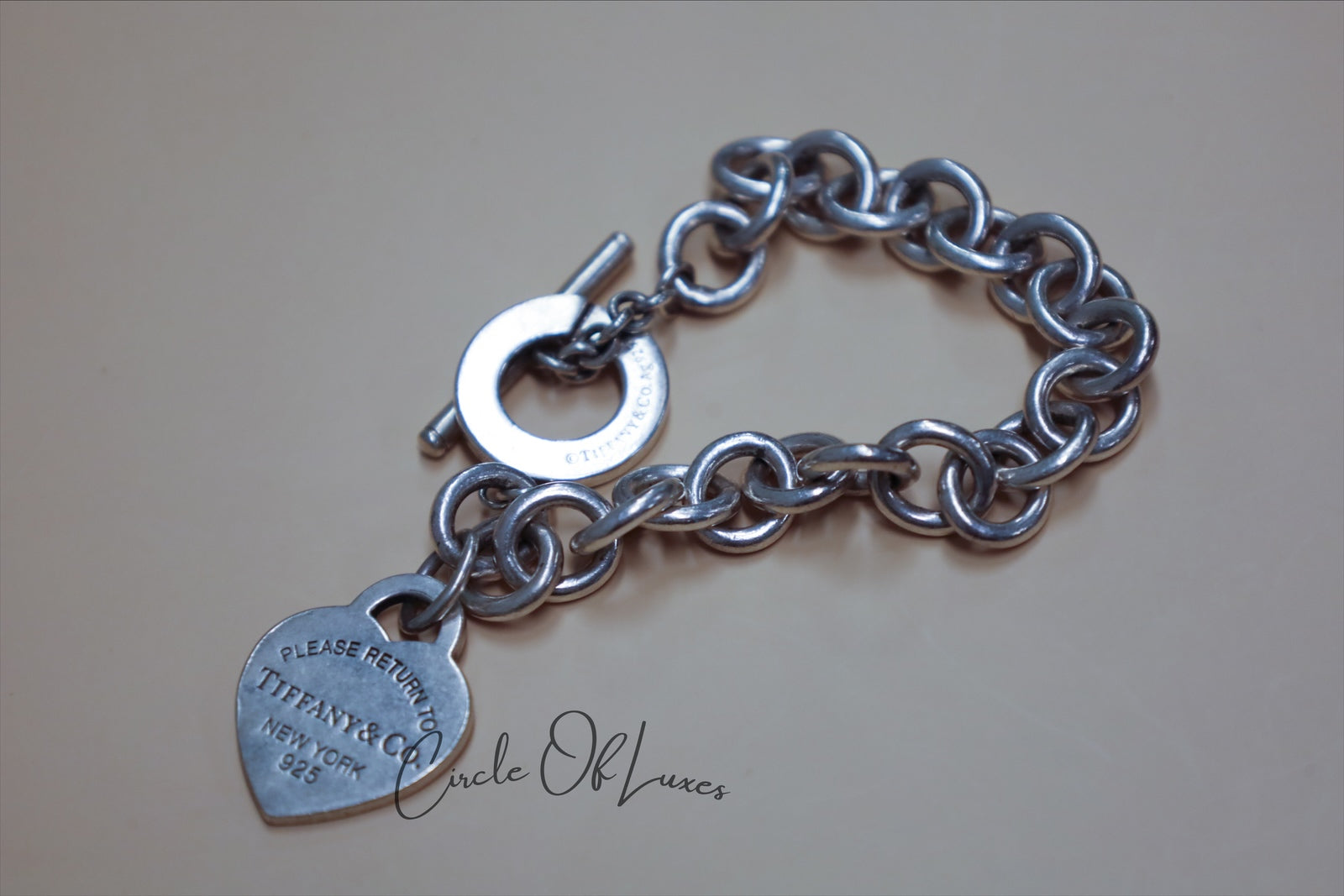 TIFFANY & CO HEART TAG TOGGLE SILVER  BRACELET
