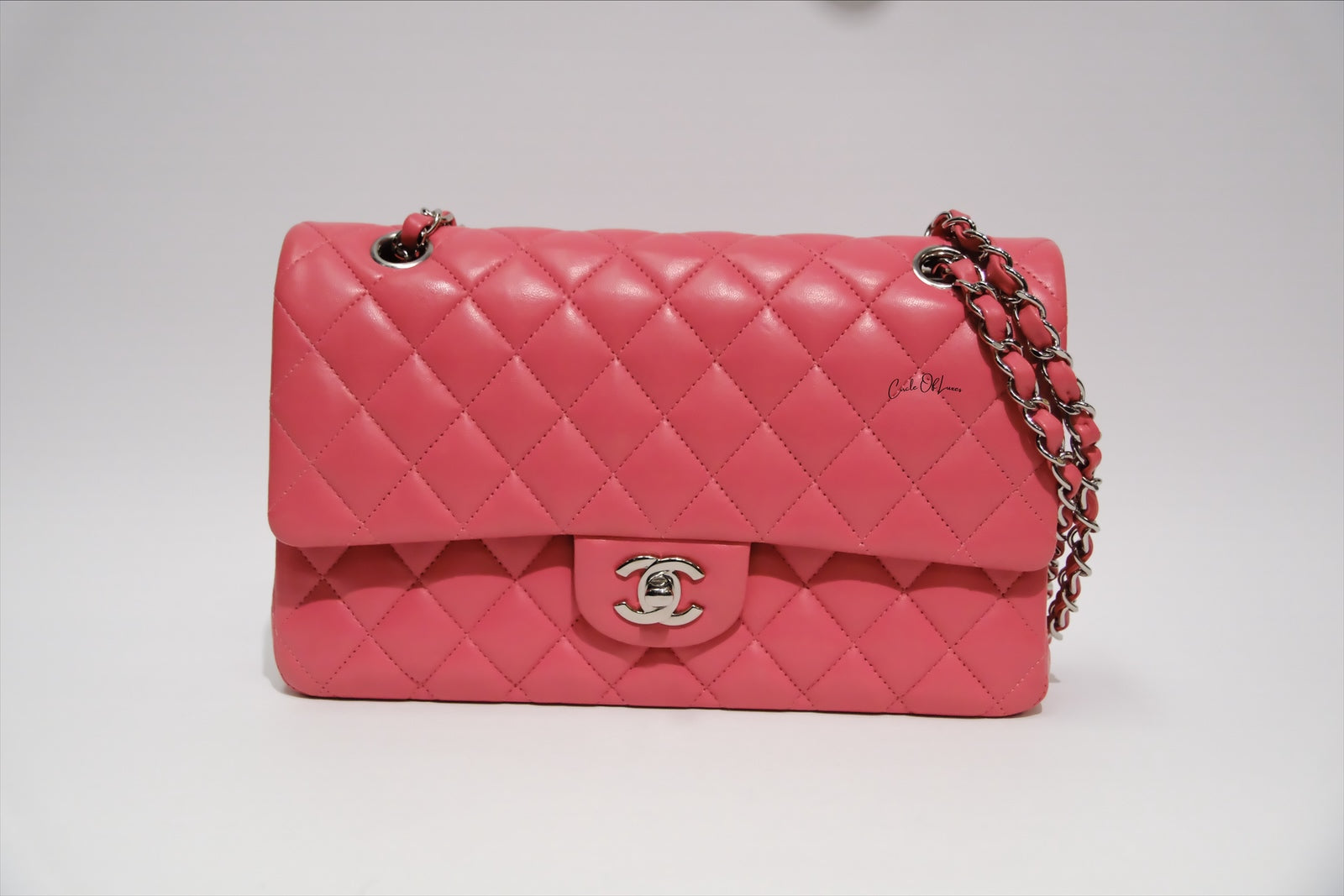 CHANEL PINK LAMSKIN SHW MEDIUM CLASSIC  FLAP